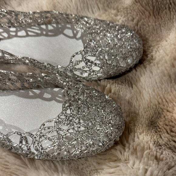 Silver Glitter Jelly Flats - Picture 3 of 6